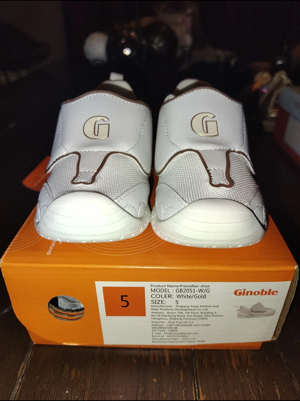 Kids White Toddler Walker Shoes - Size 5